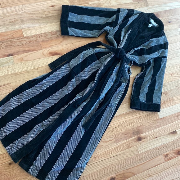Dior Other - CHRISTIAN DIOR VINTAGE VTG MENS UNISEX LONG TERRY CLOTH ROBE BLACK WHITE STRIPES